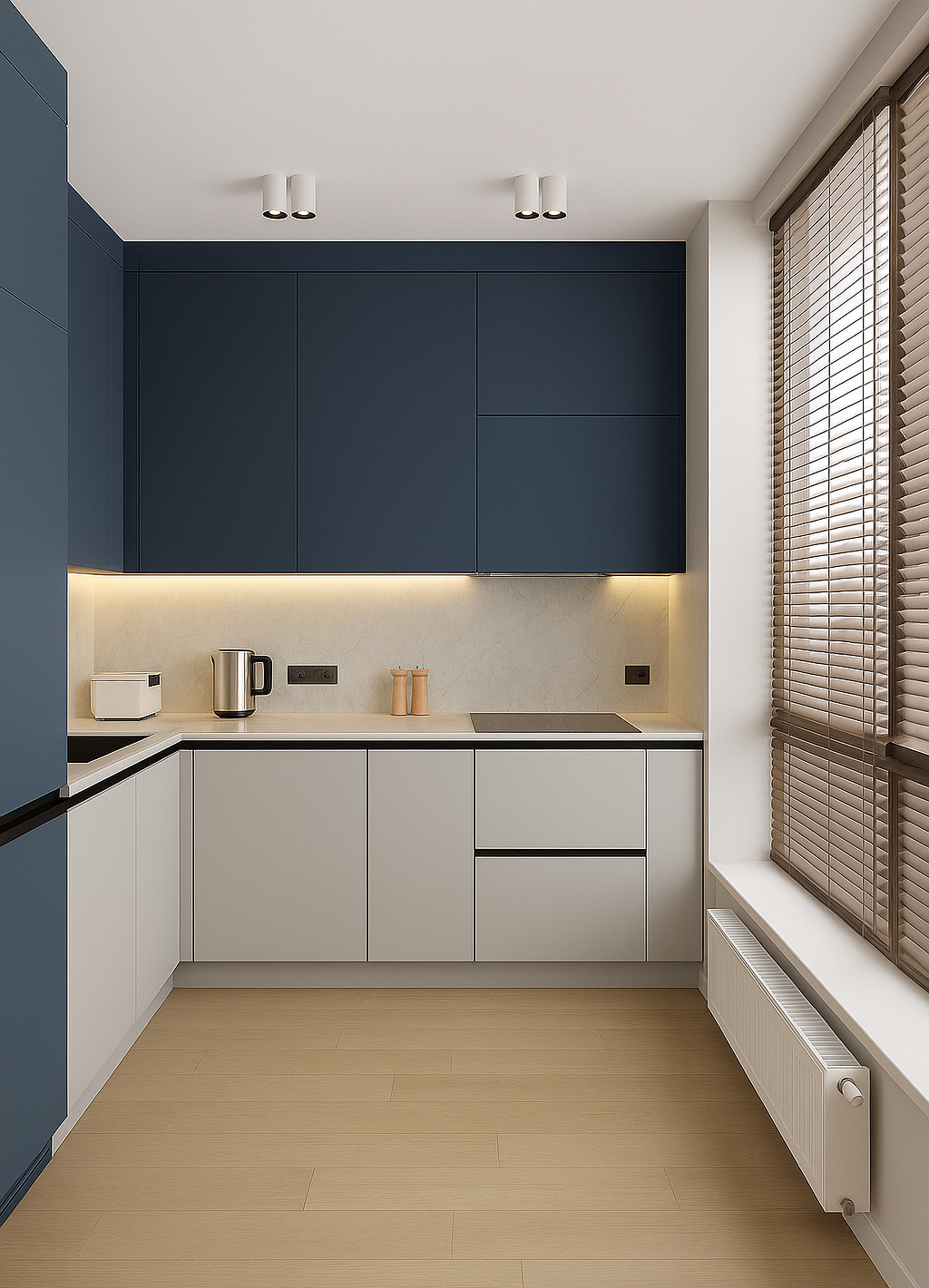 Kuchnia granat i jasny beż